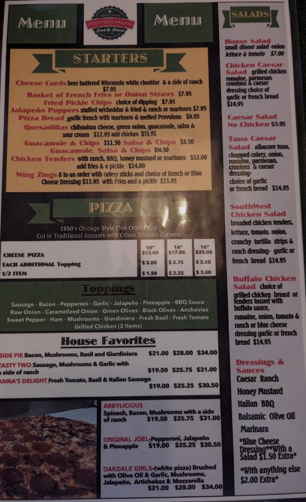 Side Street Saloon Menu image 2